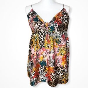 Pep&Co Floral Cheetah Print Tie Tank